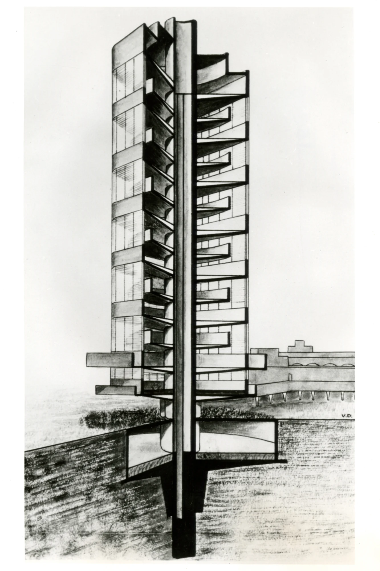 Johnson Research Tower and Administration Building marks Frank